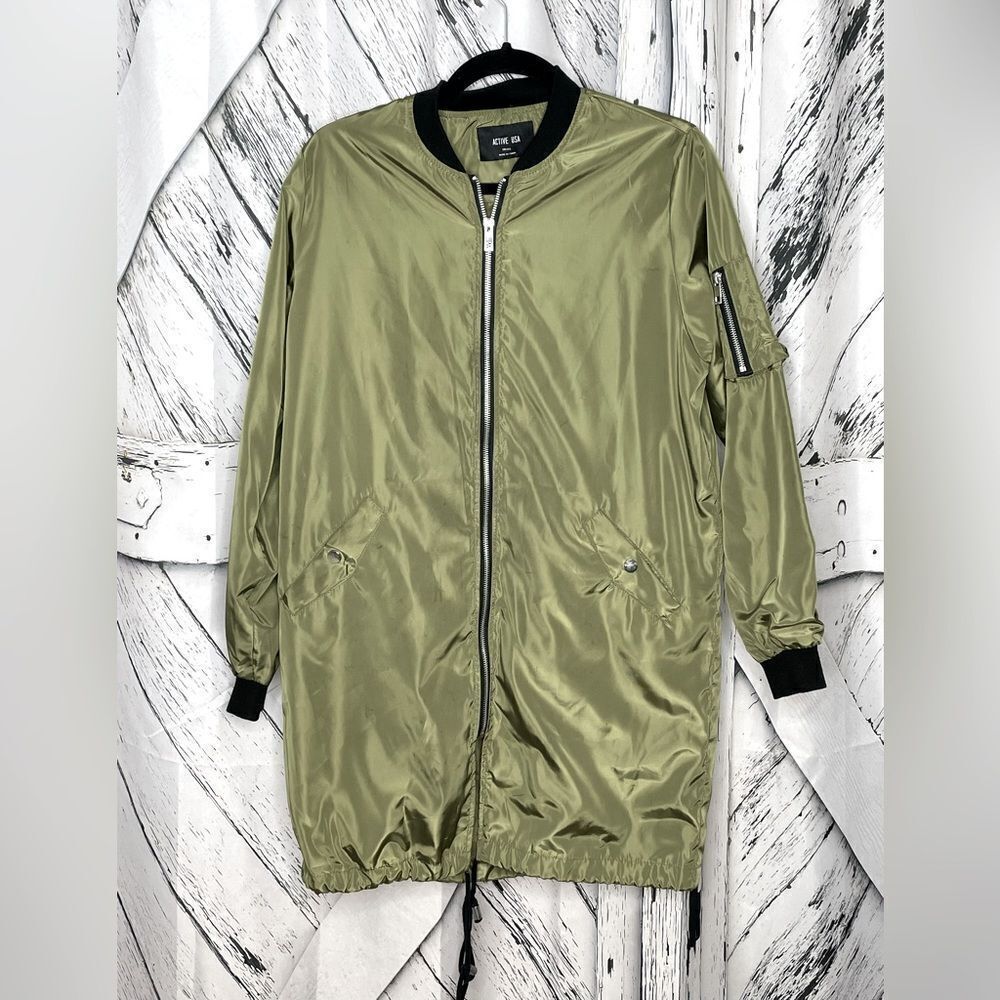 Active USA Shiny Green Utility Jacket ZipperâSmall